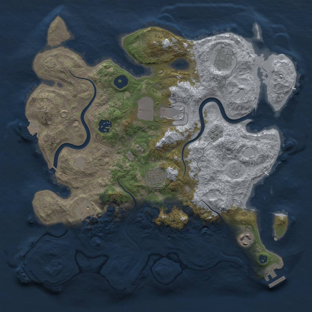 Rust Map: Procedural Map, Size: 3500, Seed: 1085801066, 13 Monuments