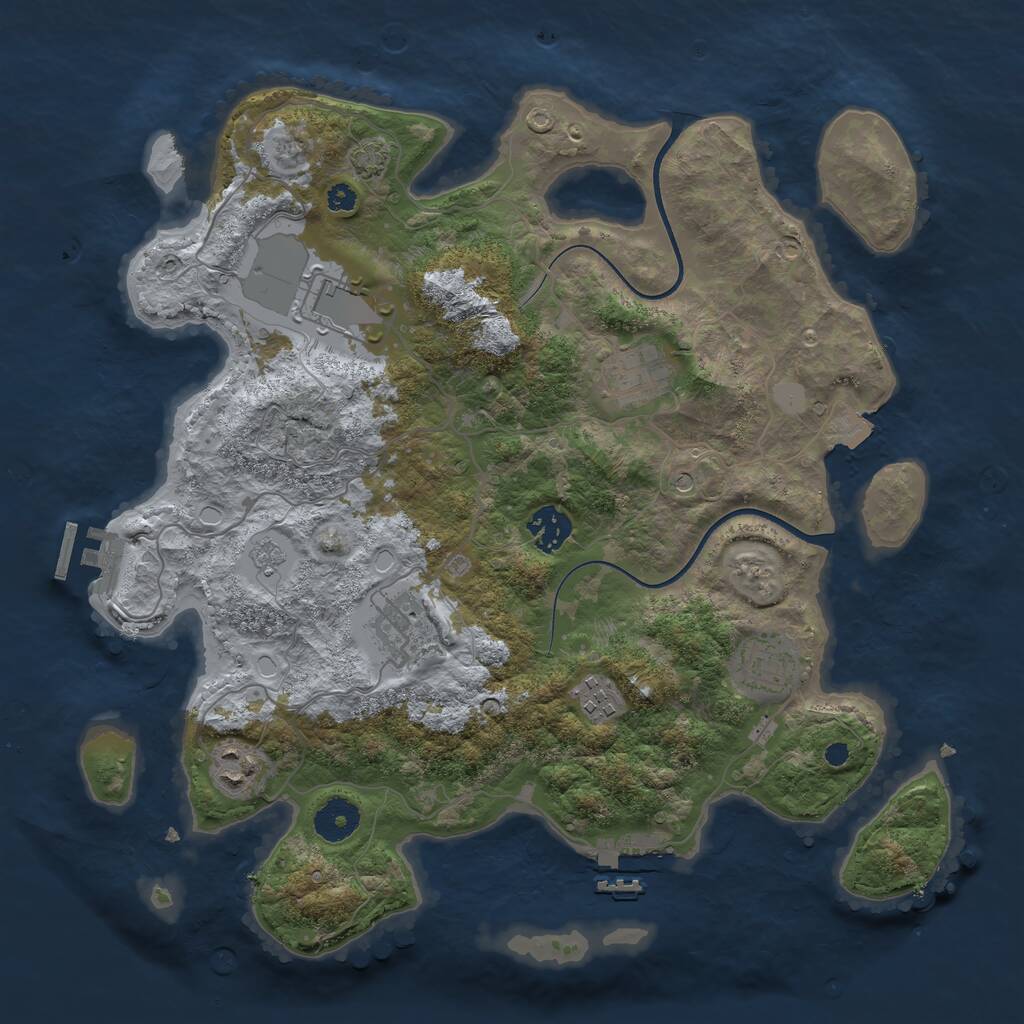 Rust Map: Procedural Map, Size: 3550, Seed: 18415406, 13 Monuments