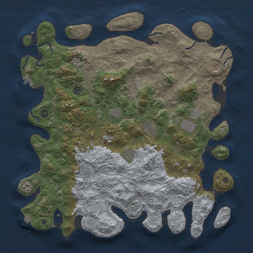 Rust Map: Procedural Map, Size: 4500, Seed: 587725, 16 Monuments