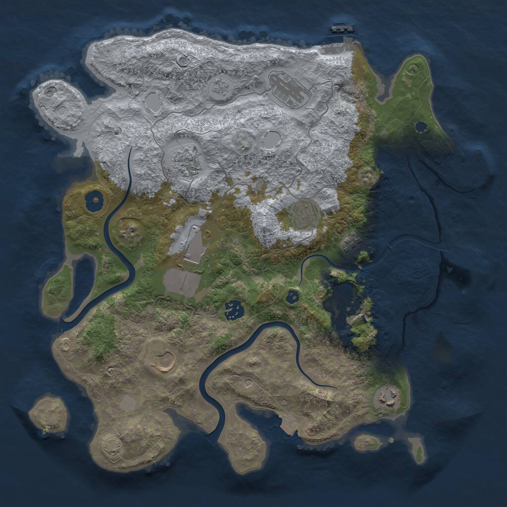 Rust Map: Procedural Map, Size: 3750, Seed: 86641128, 15 Monuments