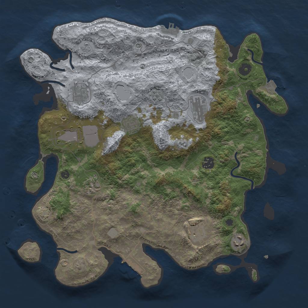 Rust Map: Procedural Map, Size: 3750, Seed: 86641128, 17 Monuments