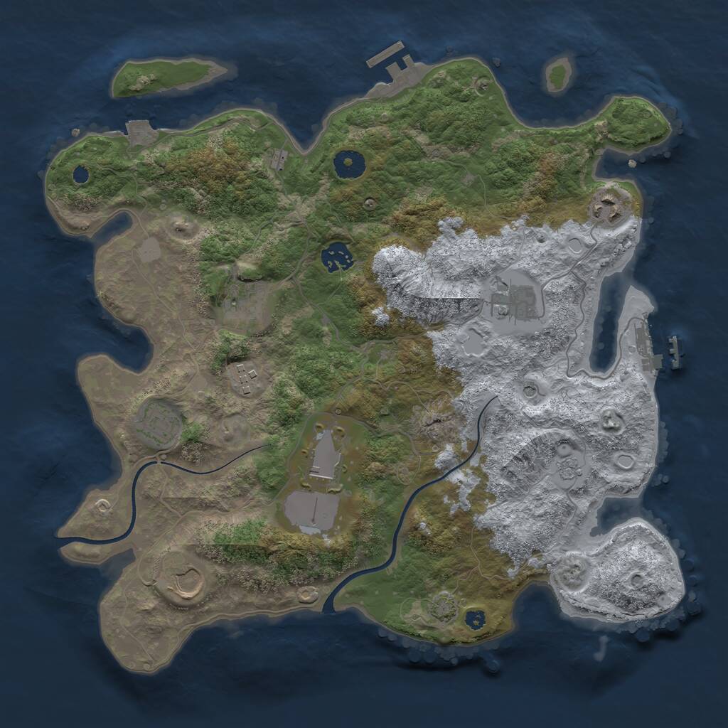 Rust Map: Procedural Map, Size: 3600, Seed: 94983187, 14 Monuments