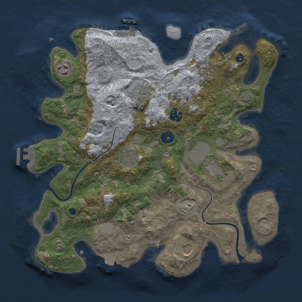 Rust Map: Procedural Map, Size: 3550, Seed: 34554007, 14 Monuments