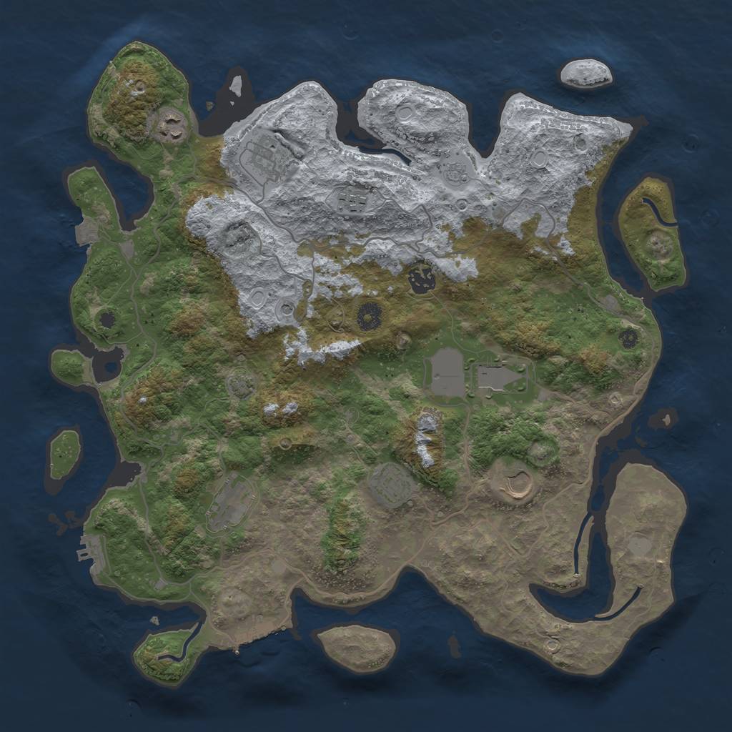 Rust Map: Procedural Map, Size: 4000, Seed: 2072048389, 16 Monuments