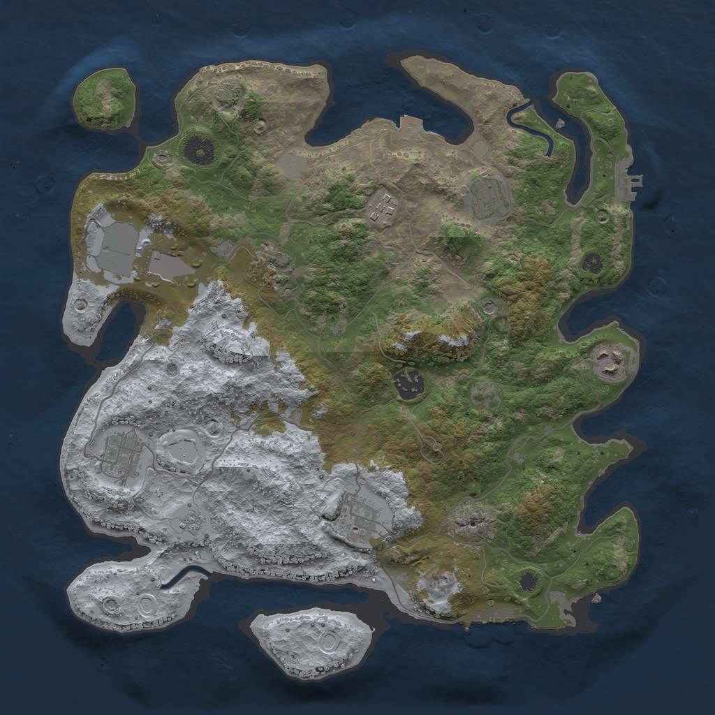 Rust Map: Procedural Map, Size: 3600, Seed: 82573685, 16 Monuments