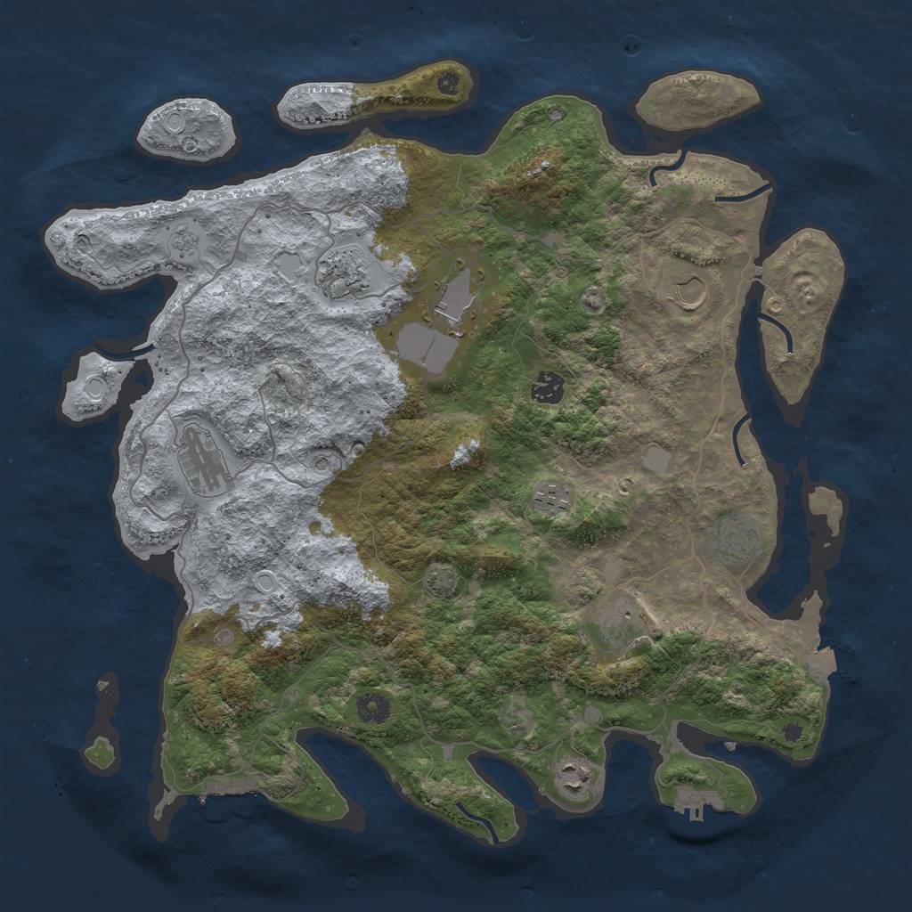 Rust Map: Procedural Map, Size: 4100, Seed: 53816245, 17 Monuments
