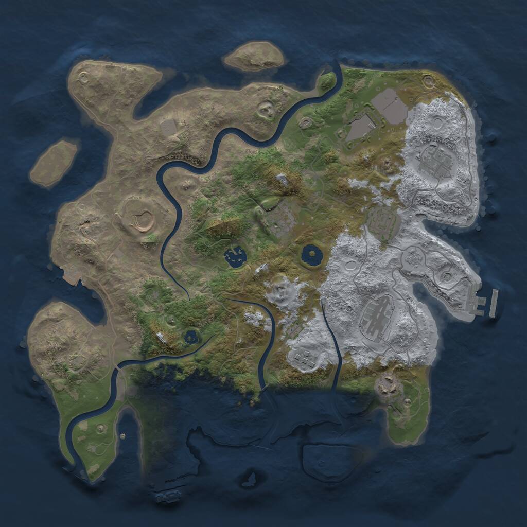 Rust Map: Procedural Map, Size: 3750, Seed: 64982046, 15 Monuments