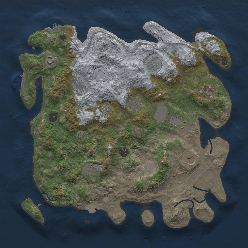 Rust Map: Procedural Map, Size: 4000, Seed: 875478978, 18 Monuments