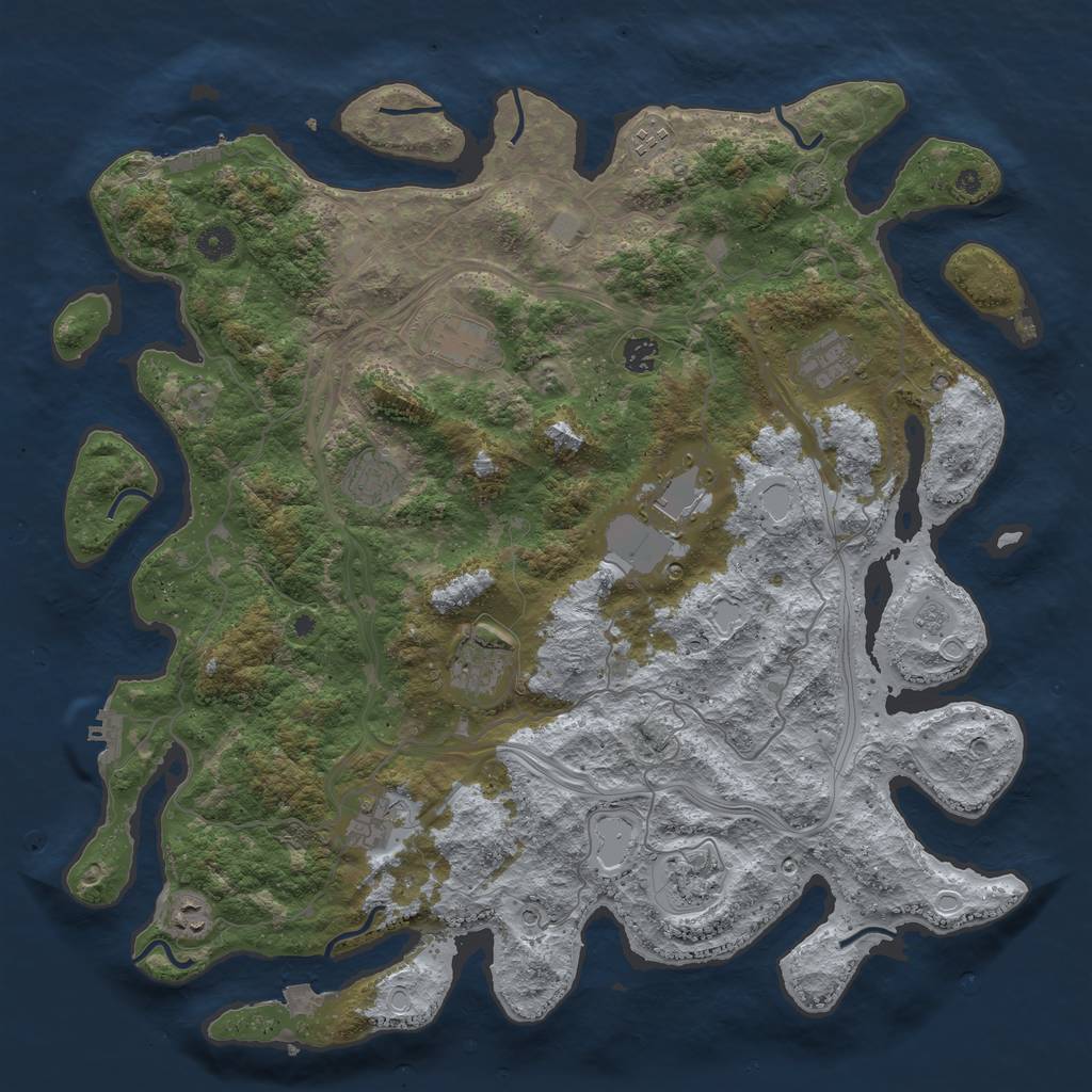 Rust Map: Procedural Map, Size: 4500, Seed: 30777325, 18 Monuments