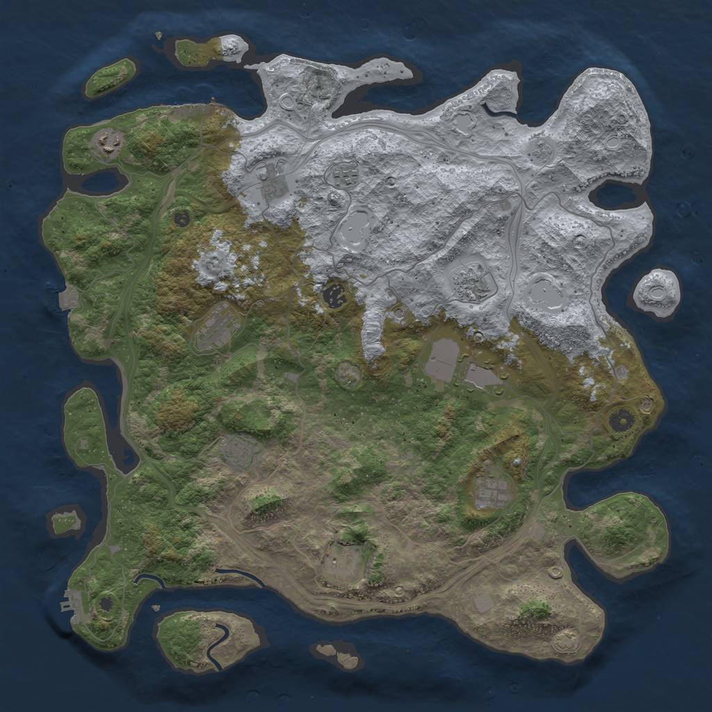 Rust Map: Procedural Map, Size: 4500, Seed: 908682904, 18 Monuments