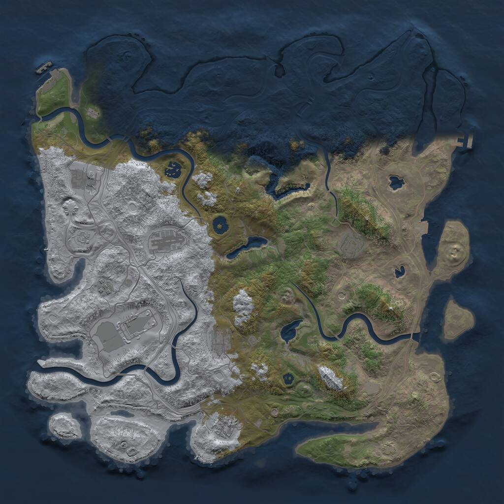 Rust Map: Procedural Map, Size: 4500, Seed: 1467438590, 14 Monuments