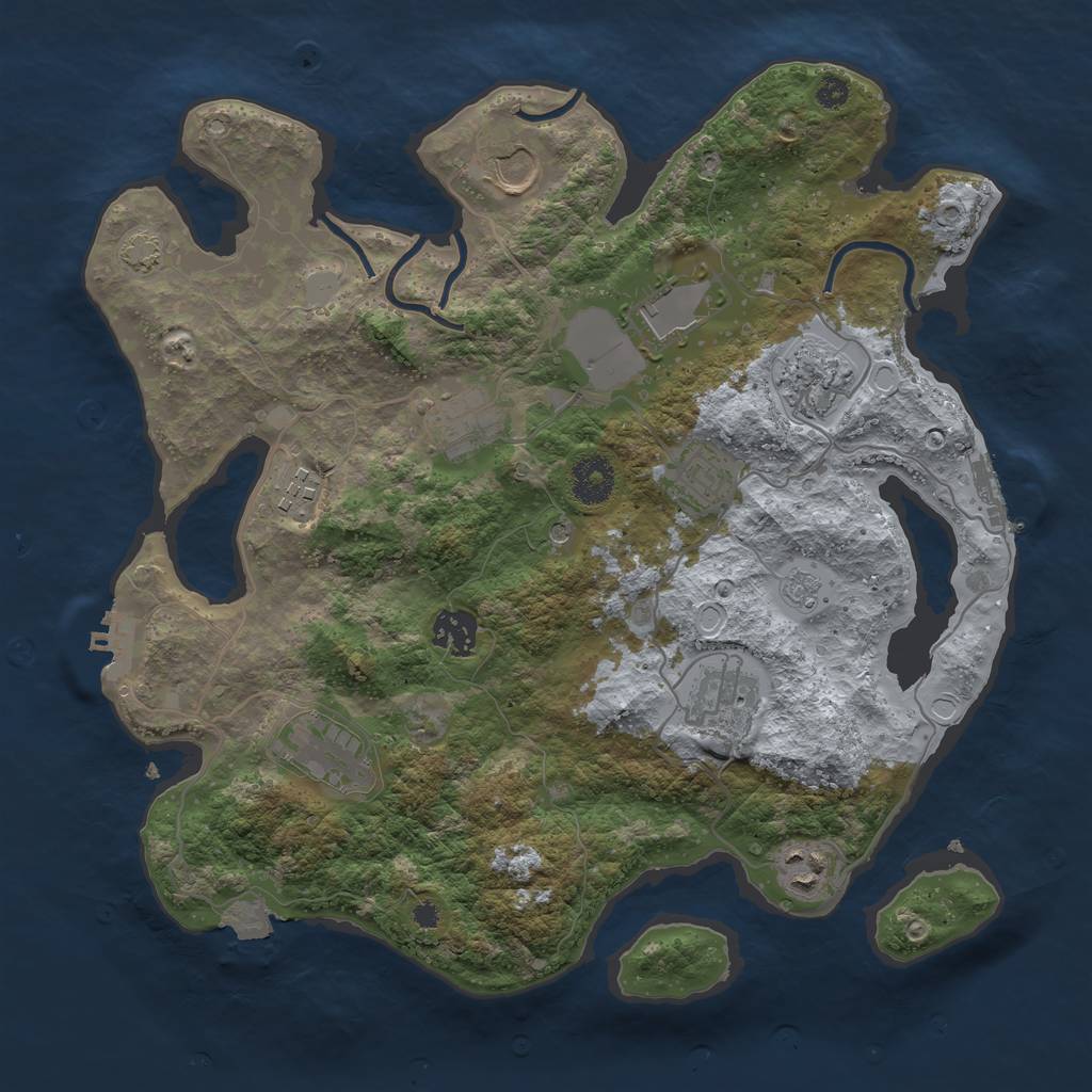 Rust Map: Procedural Map, Size: 3500, Seed: 1290219083, 18 Monuments