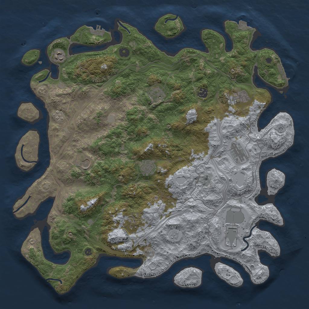 Rust Map: Procedural Map, Size: 4500, Seed: 1693282926, 18 Monuments