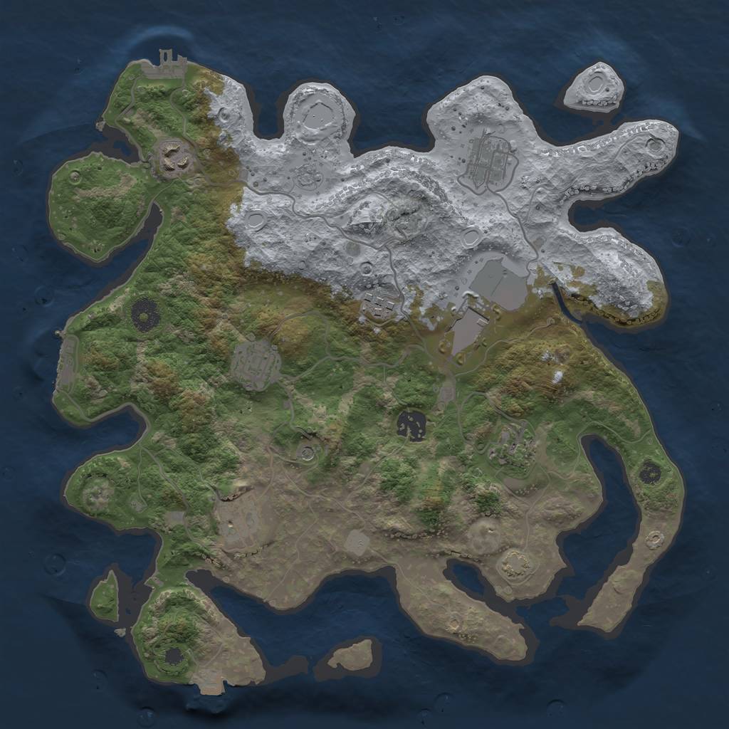 Rust Map: Procedural Map, Size: 3500, Seed: 111333111, 16 Monuments