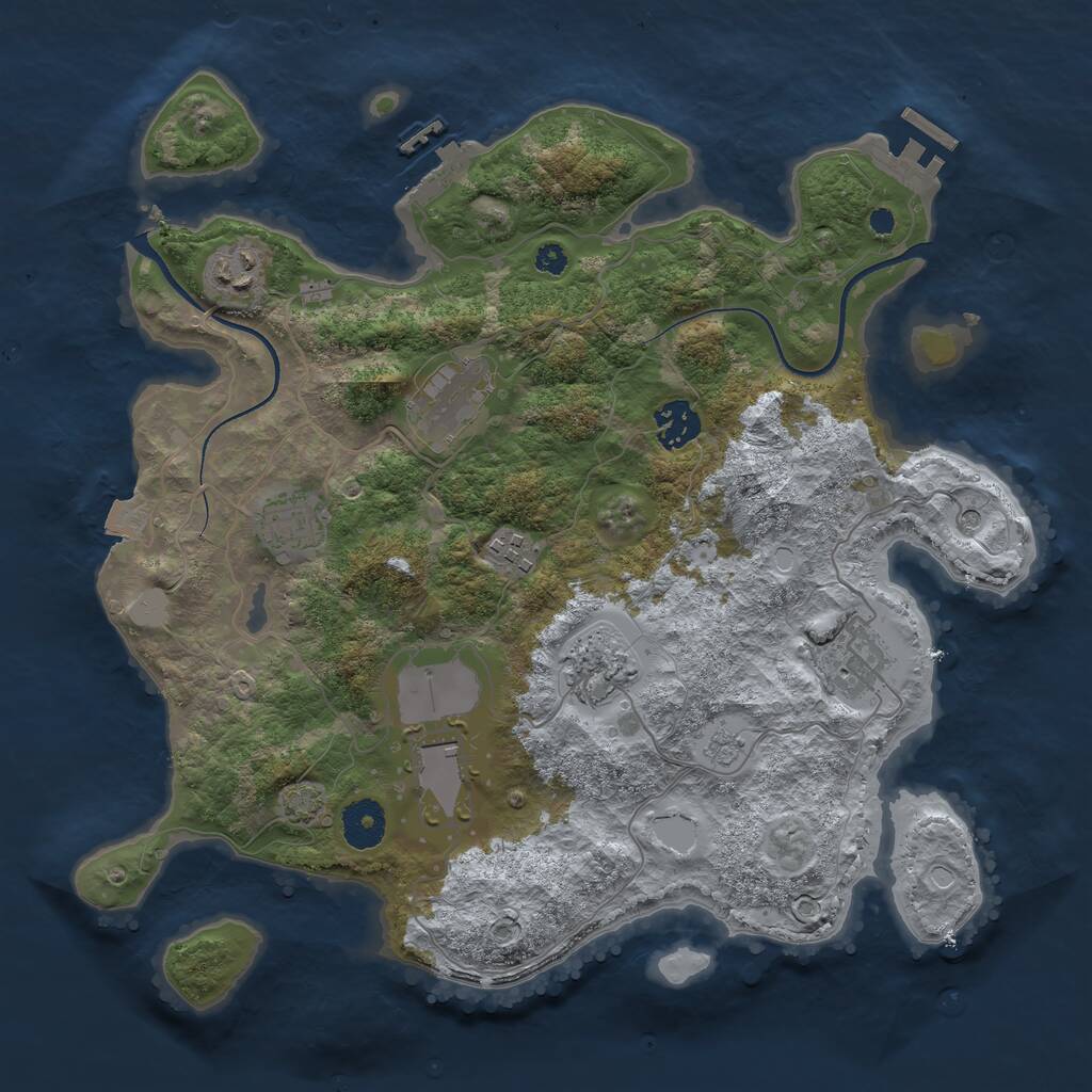 Rust Map: Procedural Map, Size: 3500, Seed: 1302313, 14 Monuments