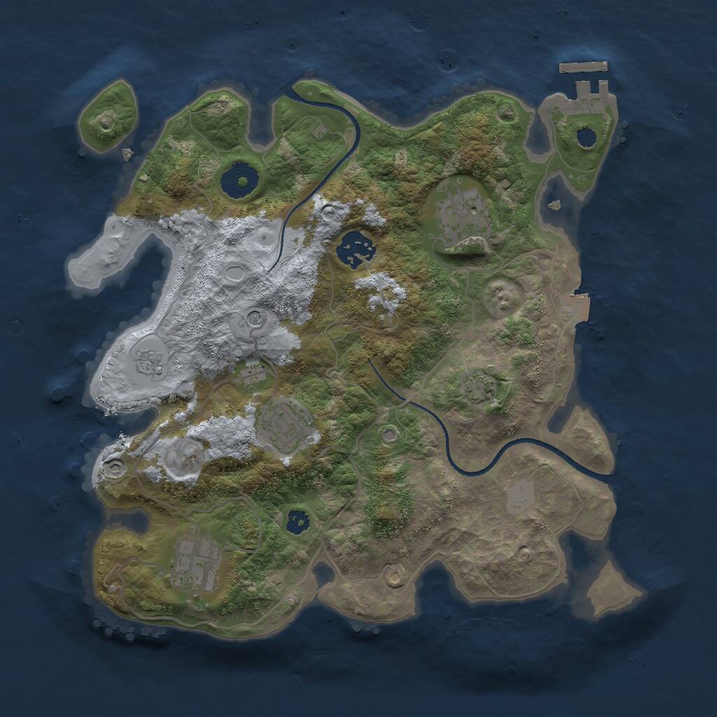Rust Map: Procedural Map, Size: 3000, Seed: 2144533647, 9 Monuments