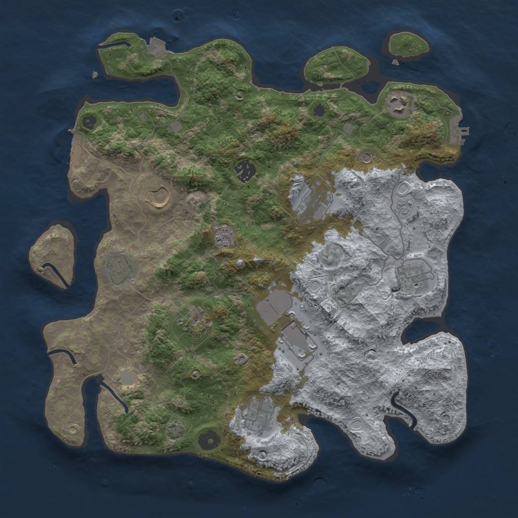 Rust Map: Procedural Map, Size: 3750, Seed: 2122845766, 18 Monuments