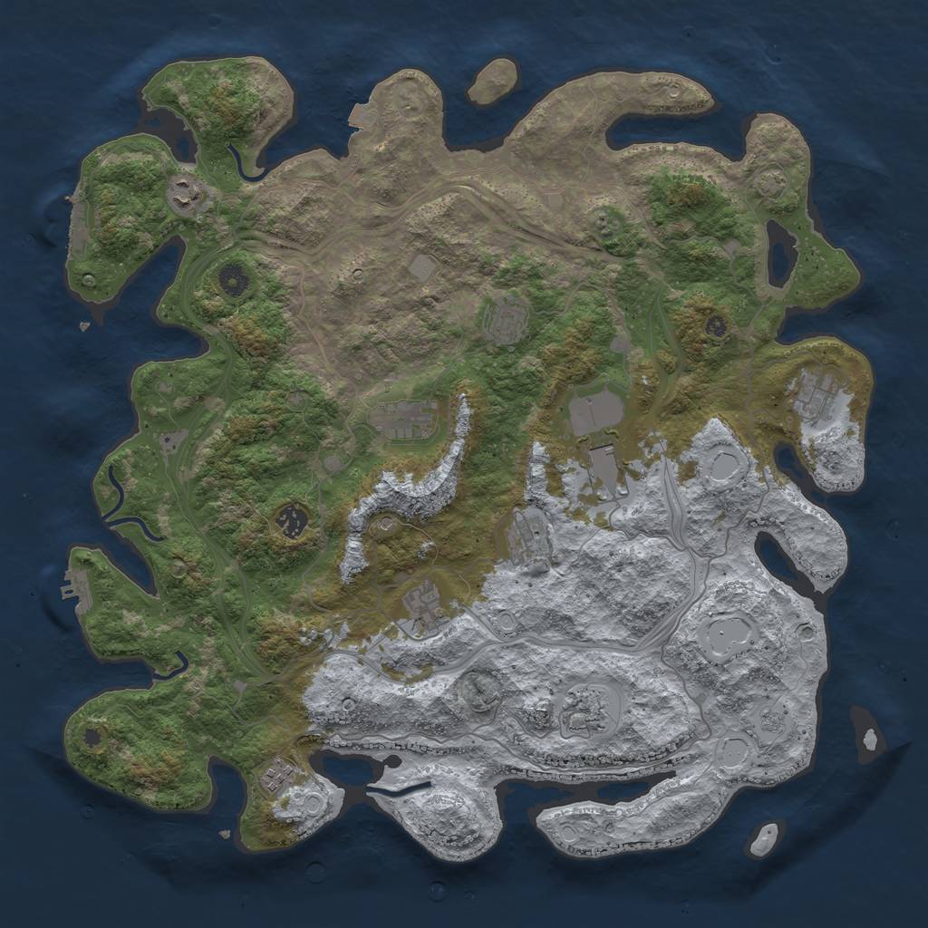 Rust Map: Procedural Map, Size: 4500, Seed: 574863940, 18 Monuments