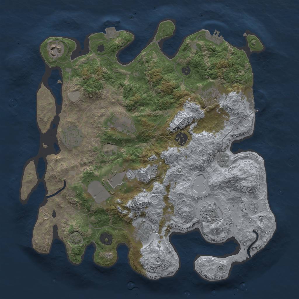 Rust Map: Procedural Map, Size: 3500, Seed: 1627290735, 17 Monuments