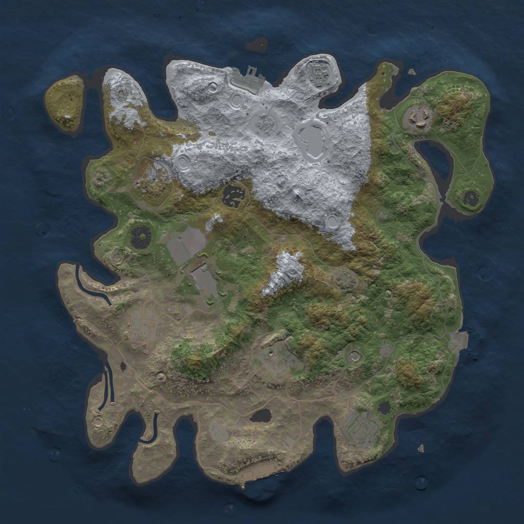 Rust Map: Procedural Map, Size: 3500, Seed: 267319385, 16 Monuments