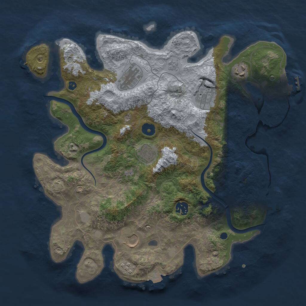 Rust Map: Procedural Map, Size: 3500, Seed: 267319385, 13 Monuments