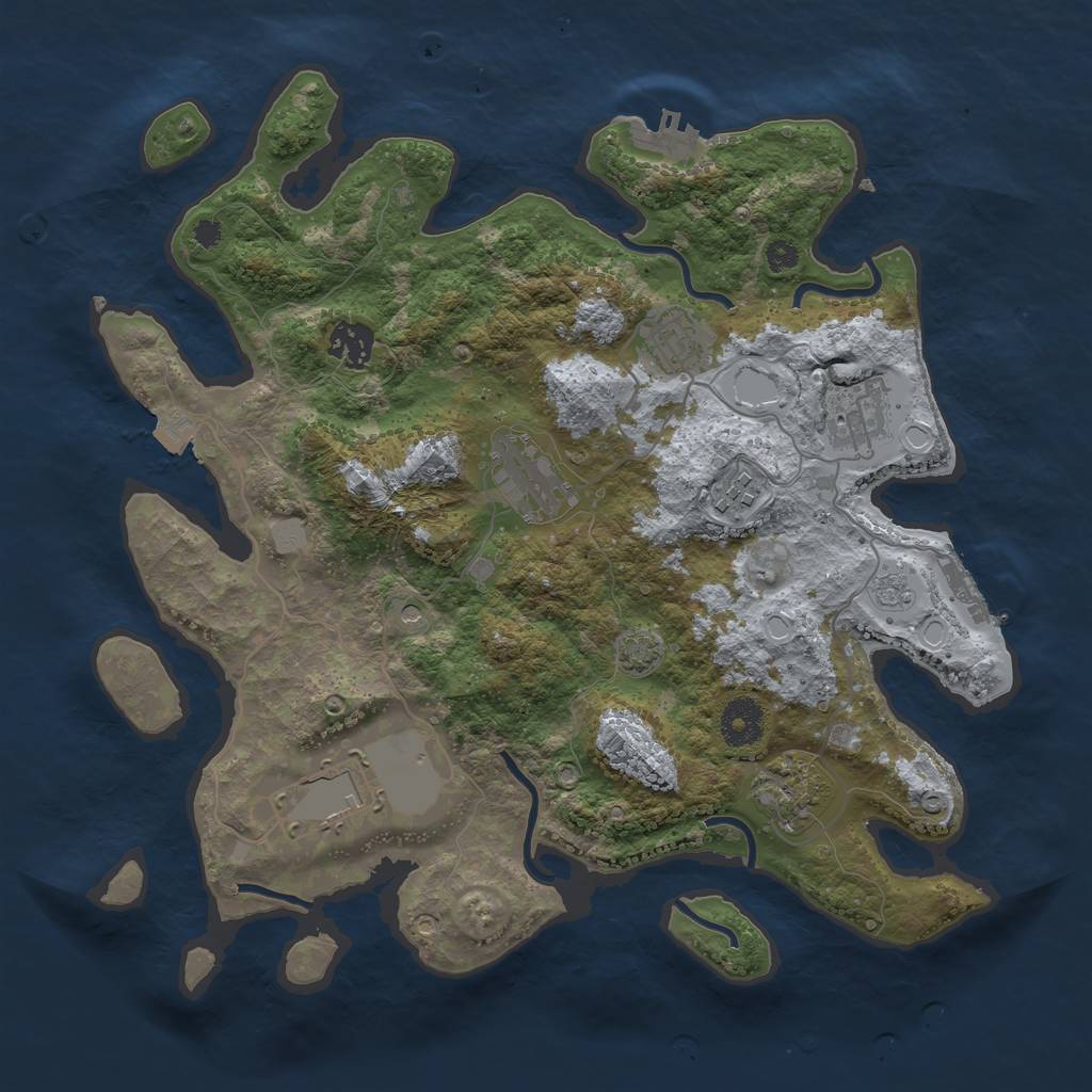 Rust Map: Procedural Map, Size: 3500, Seed: 68106671, 15 Monuments