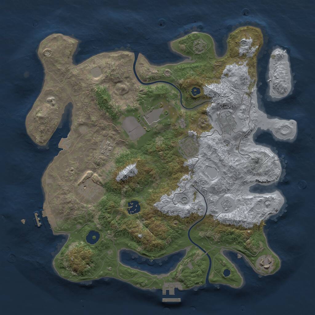 Rust Map: Procedural Map, Size: 3500, Seed: 736302774, 13 Monuments