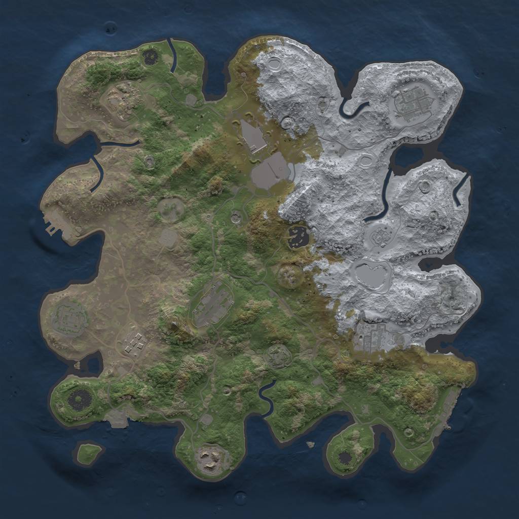 Rust Map: Procedural Map, Size: 3500, Seed: 1508772239, 17 Monuments
