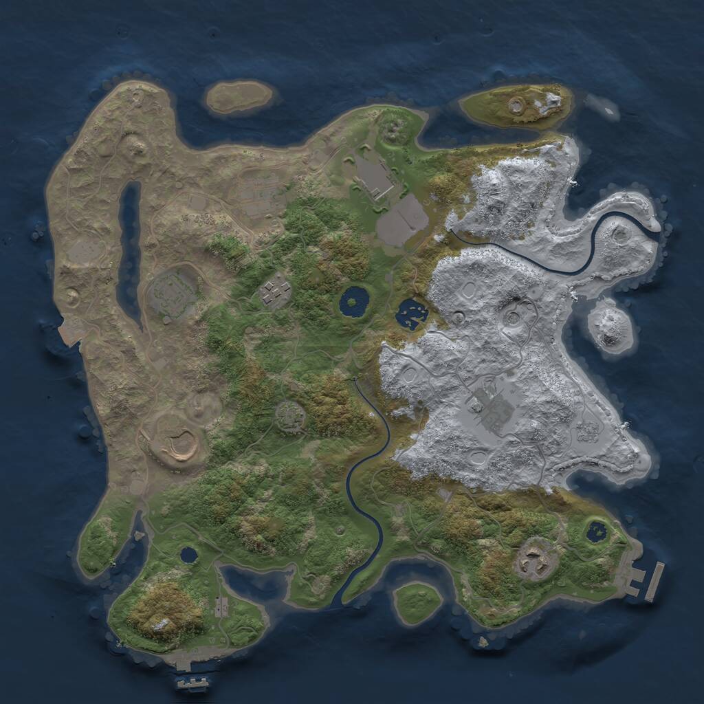 Rust Map: Procedural Map, Size: 3500, Seed: 40520694, 14 Monuments