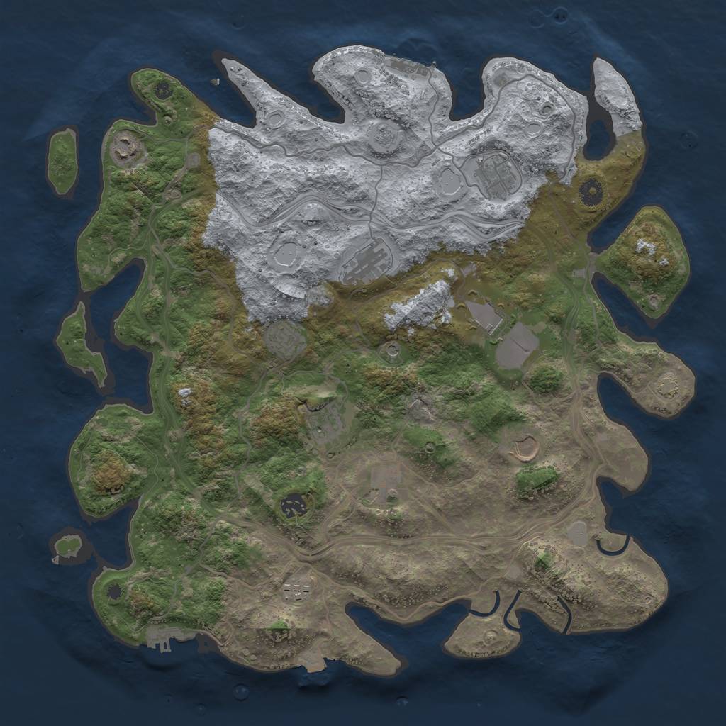 Rust Map: Procedural Map, Size: 4250, Seed: 459185, 18 Monuments