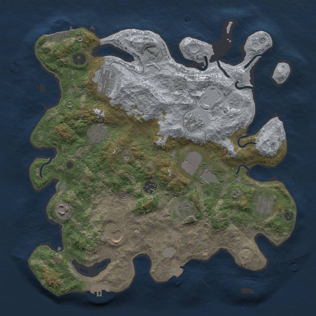 Rust Map: Procedural Map, Size: 3700, Seed: 17392946, 18 Monuments