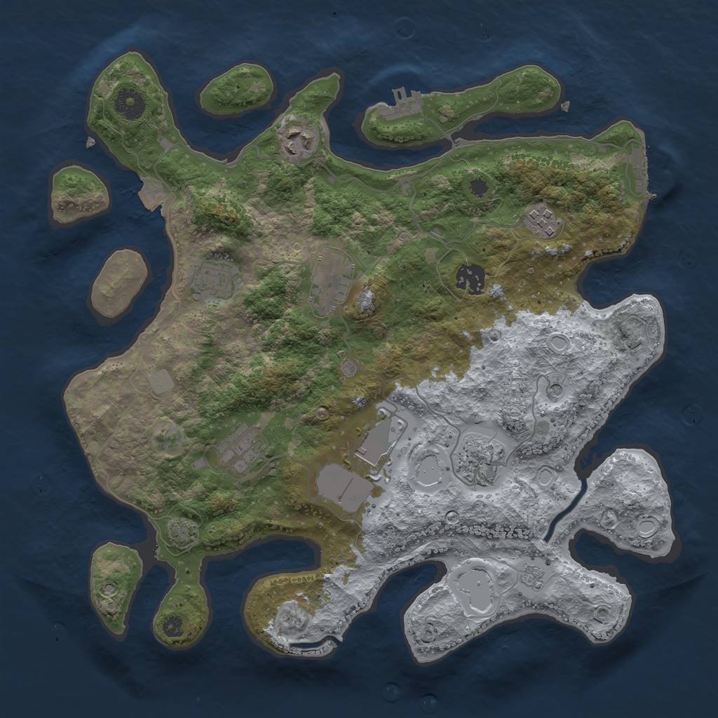 Rust Map: Procedural Map, Size: 3500, Seed: 477964450, 16 Monuments