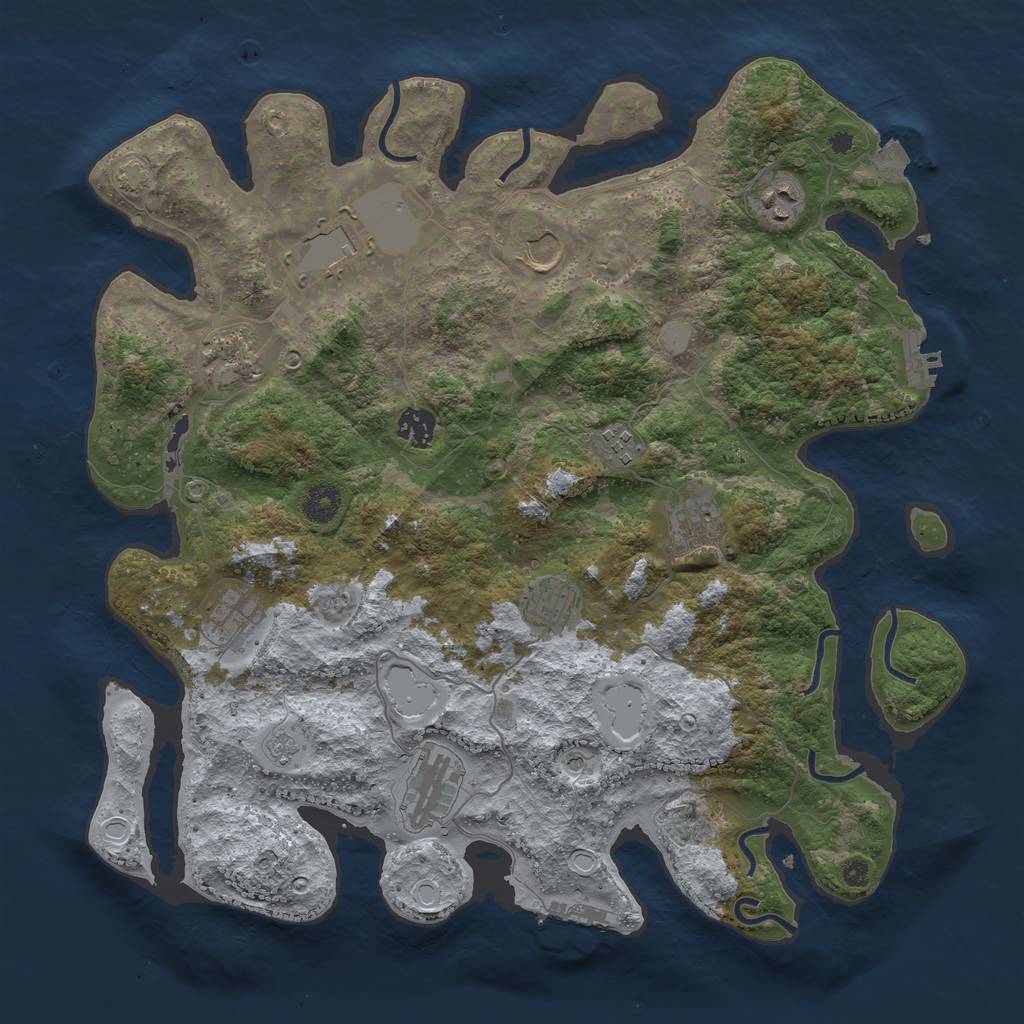 Rust Map: Procedural Map, Size: 3900, Seed: 12556808, 18 Monuments
