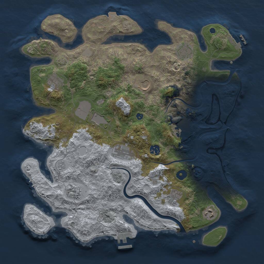 Rust Map: Procedural Map, Size: 3850, Seed: 4314439, 17 Monuments