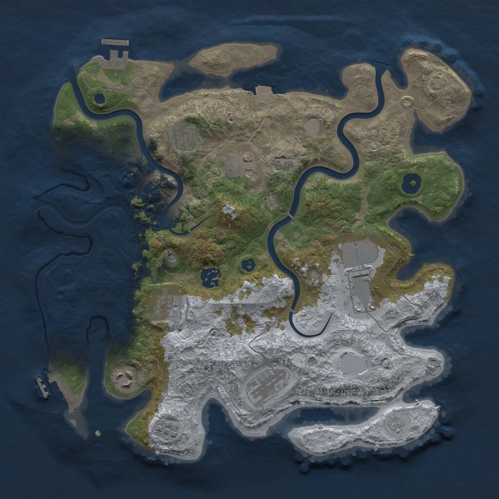 Rust Map: Procedural Map, Size: 3650, Seed: 67929754, 14 Monuments