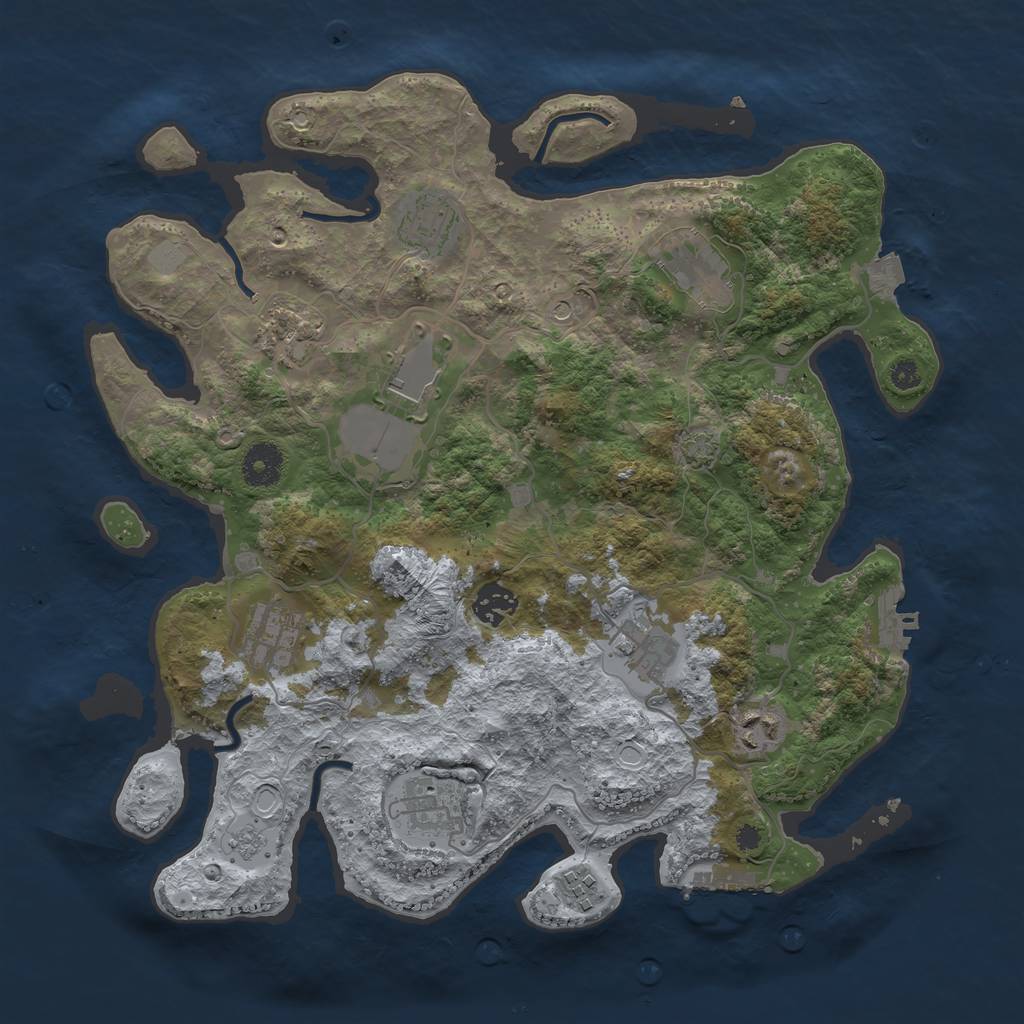 Rust Map: Procedural Map, Size: 3600, Seed: 70253427, 18 Monuments
