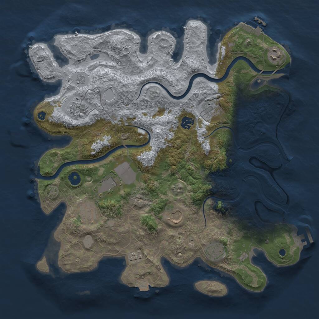 Rust Map: Procedural Map, Size: 3800, Seed: 22572175, 15 Monuments