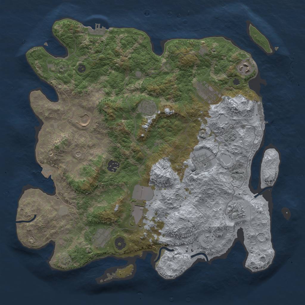 Rust Map: Procedural Map, Size: 3850, Seed: 50634026, 18 Monuments