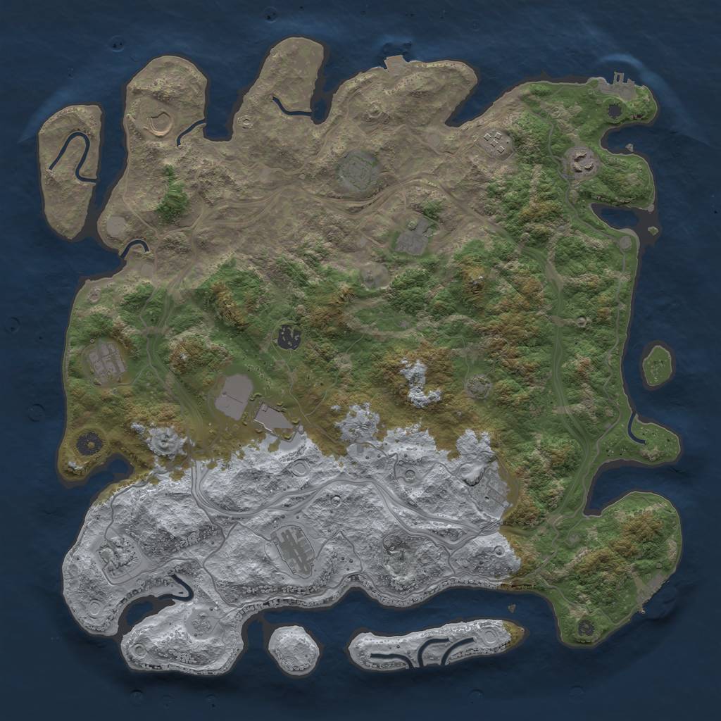 Rust Map: Procedural Map, Size: 4400, Seed: 80270031, 19 Monuments