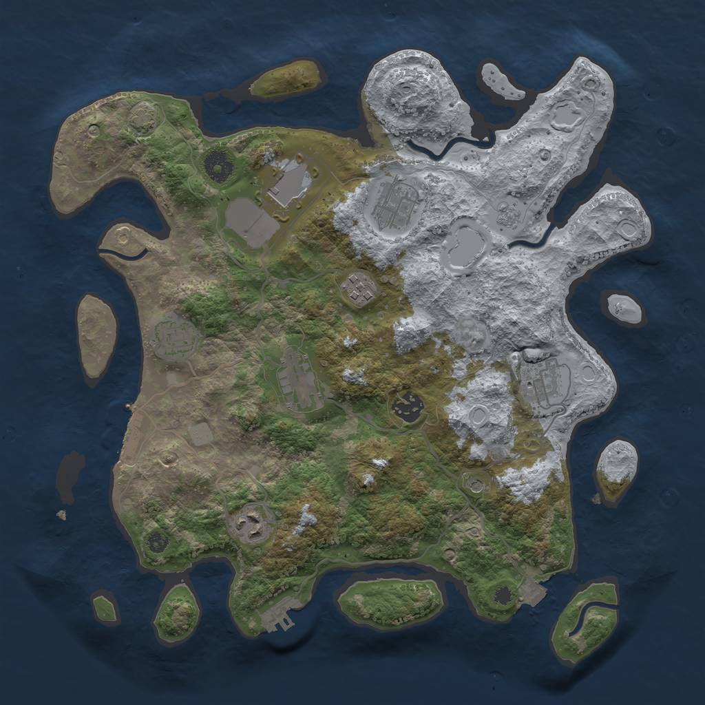 Rust Map: Procedural Map, Size: 3550, Seed: 383007, 16 Monuments