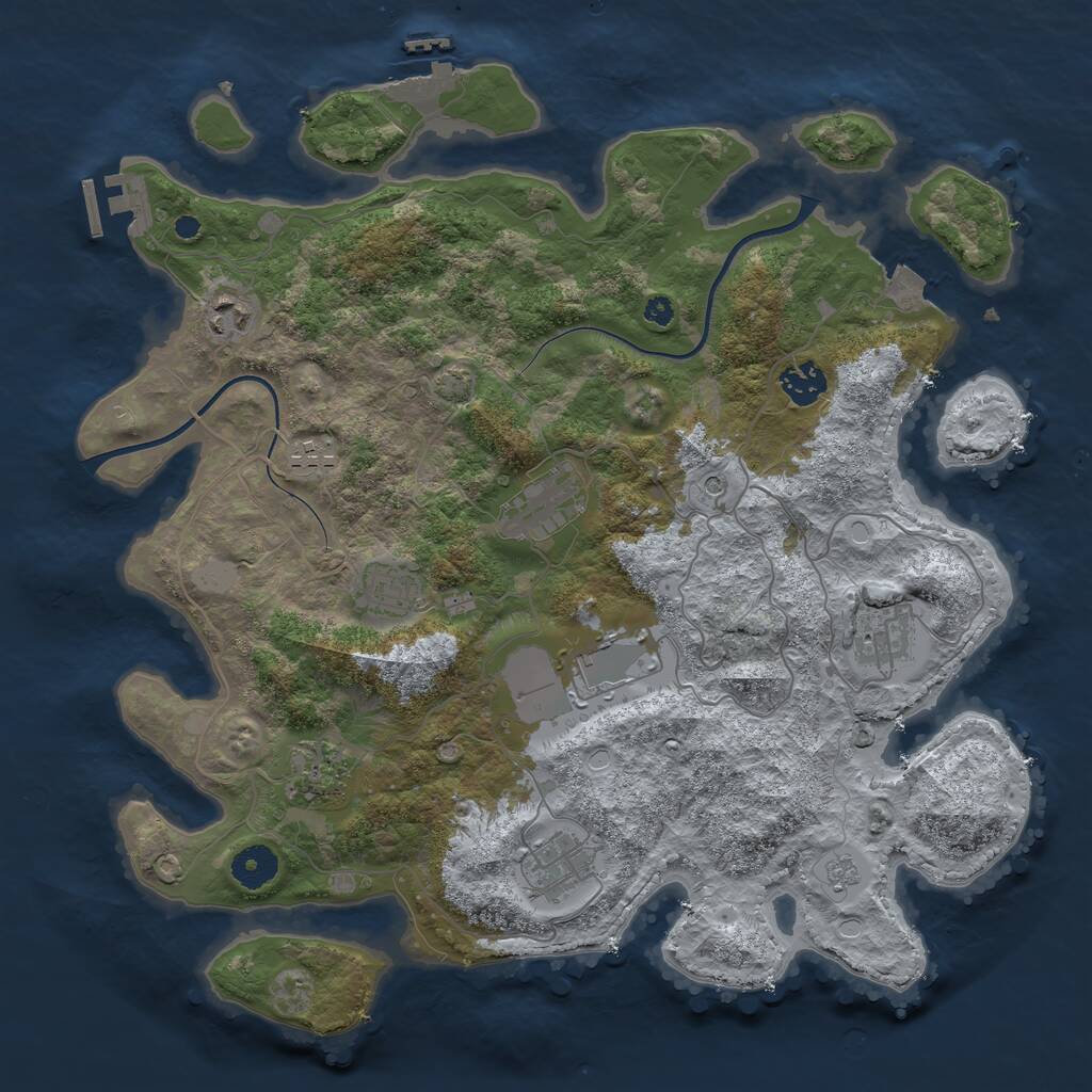 Rust Map: Procedural Map, Size: 3750, Seed: 3285323, 15 Monuments