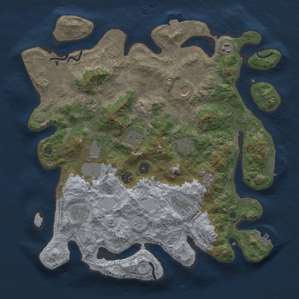 Rust Map: Procedural Map, Size: 4000, Seed: 53755333, 18 Monuments
