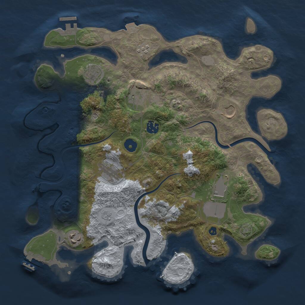 Rust Map: Procedural Map, Size: 3600, Seed: 81248740, 14 Monuments