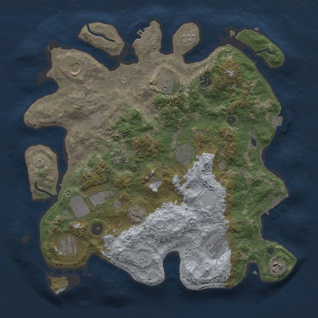 Rust Map: Procedural Map, Size: 3850, Seed: 55606448, 18 Monuments