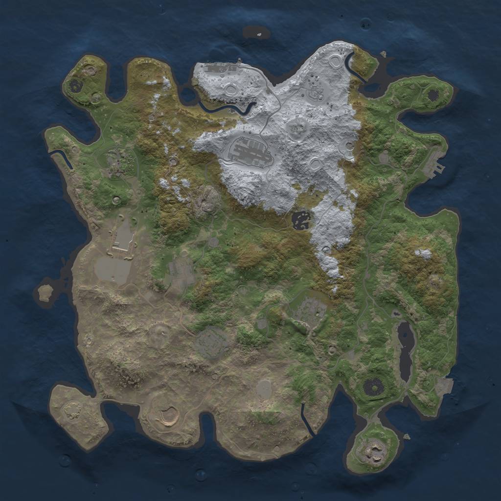 Rust Map: Procedural Map, Size: 3800, Seed: 58696230, 17 Monuments