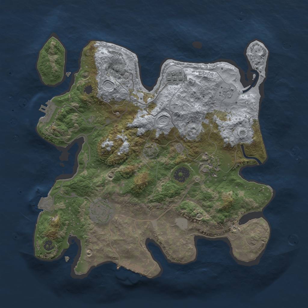 Rust Map: Procedural Map, Size: 3000, Seed: 2108151524, 10 Monuments