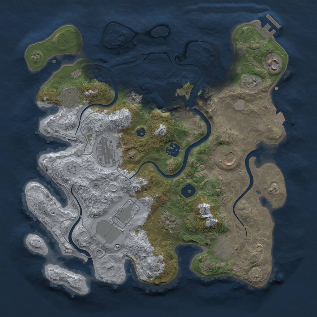 Rust Map: Procedural Map, Size: 3500, Seed: 639977988, 15 Monuments