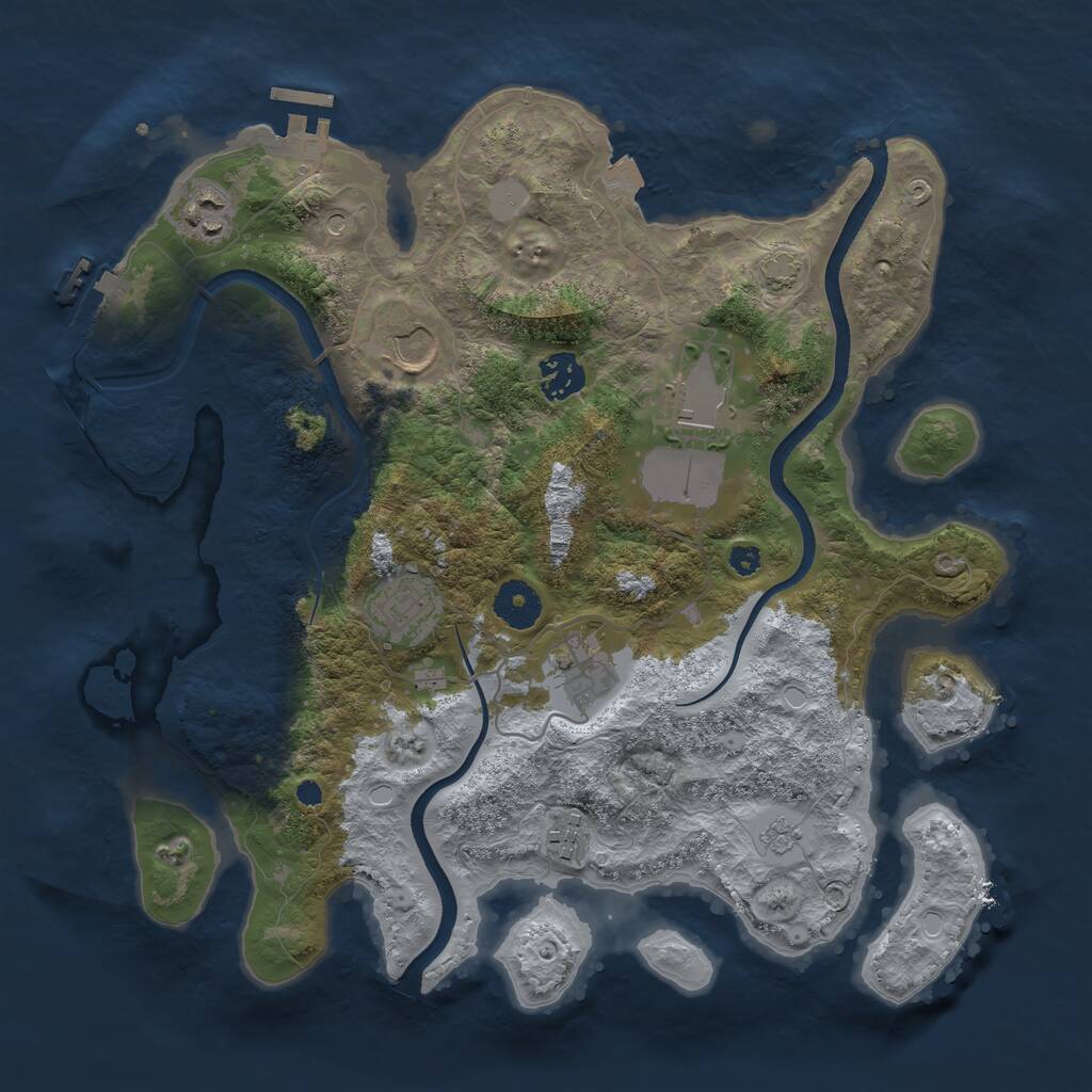 Rust Map: Procedural Map, Size: 3500, Seed: 41131690, 13 Monuments