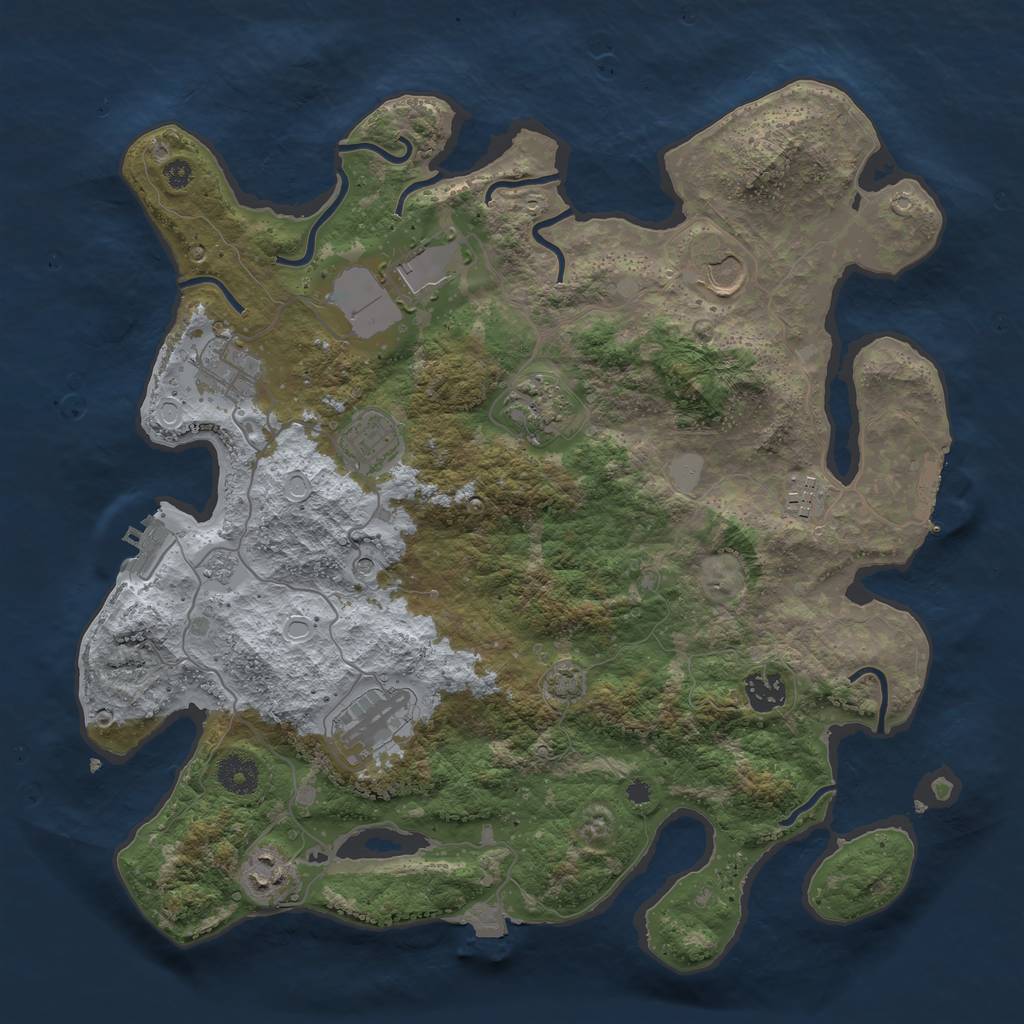 Rust Map: Procedural Map, Size: 3750, Seed: 13997651, 17 Monuments