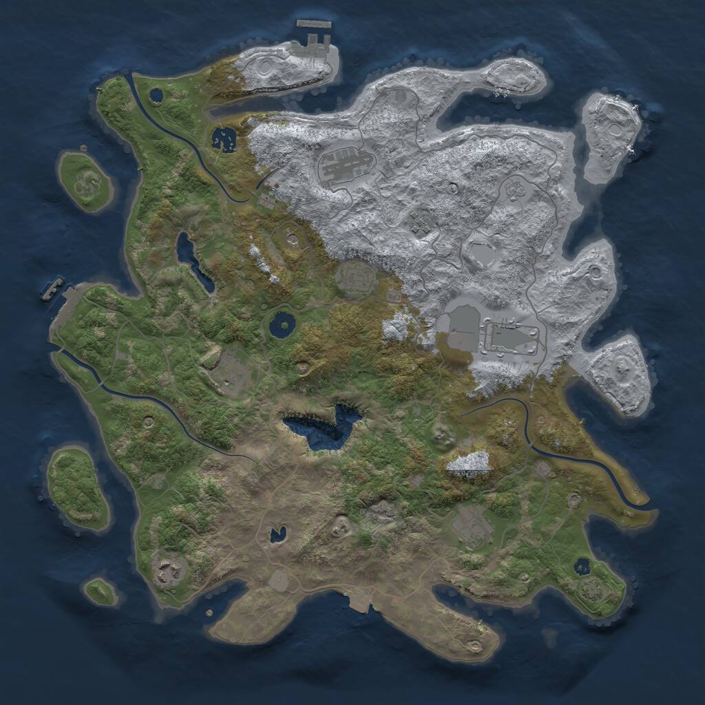 Rust Map: Procedural Map, Size: 4100, Seed: 1458, 14 Monuments